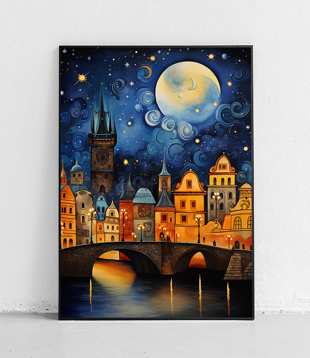 plakaty Plakat Miasto marzeń pod księżycem