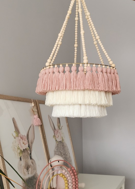 lampy do pokoju dziecka Lampa wisząca do pokoju dziecięcego, chwosty, koraliki