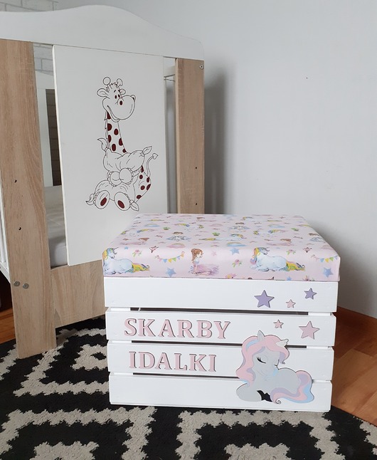 pojemniki na zabawki JEDNOROŻEC skrzynia drewniana kufry pudełka pojemniki zabawki