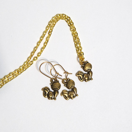 komplet biżuterii Komplet - Lisiczka - naszyjnik, kolczyki