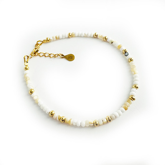 bransoletki z kamieni naturalnych BIAŁY BRZEG- Bransoletka z masy perłowej, białe Perełki