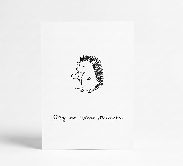 kartki okolicznościowe - wydruki Kartka z okazji narodzin dziecka składana "Witaj na świecie Maluszku" Jeżyk