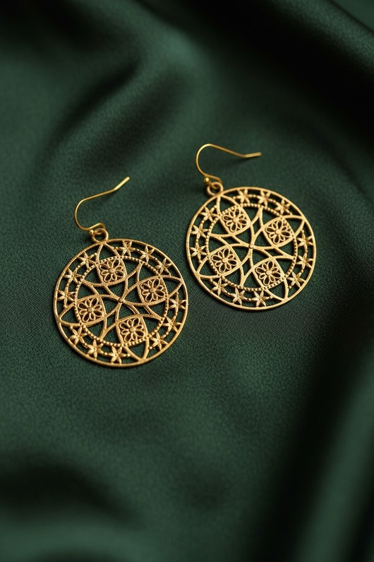 kolczyki z mosiądzu Kolczyki z mosiądzu Haniya indyjska biżuteria dekorowana