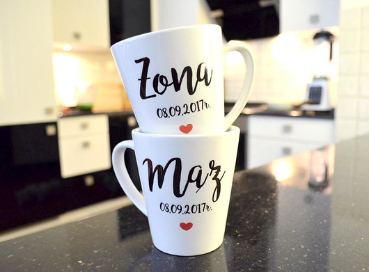 Kubki Ślubne Latte ŻONA MĄŻ FarrowDesign