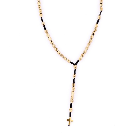 biżuteria męska Męski różaniec złote czachy wojownika