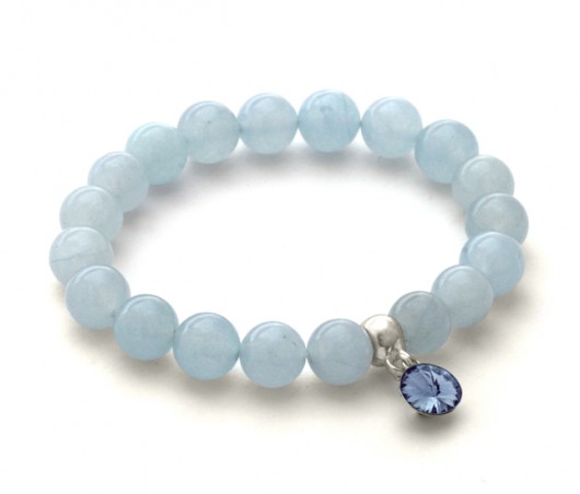 Light denim jade with crystal pendant. Lavoga