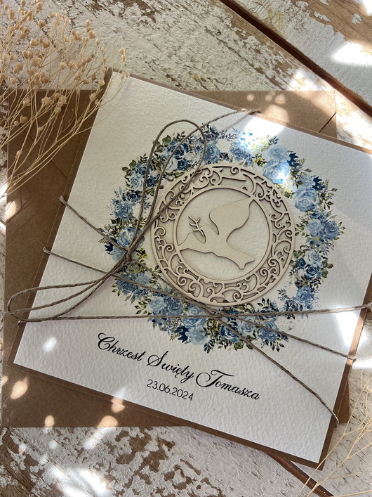 kartki, zaproszenia na chrzest Oryginalna kartka z personalizacją na chrzest dla chłopca - pomysł na persona