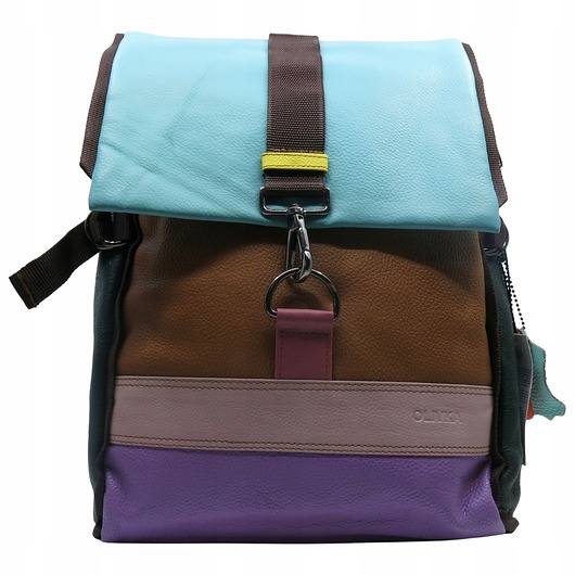plecaki Plecak skórzany pojemny stylowy miejski mieści A4 kolorowy wygodny OLIVKA