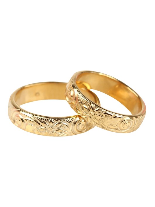 obrączki ślubne Złote obrączki z roślinną fakturą