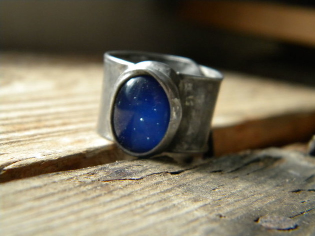pierścionki srebrne Roman Ancient Ring ;) świetlisty kobalt