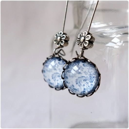 kolczyki kwiaty blue kameLeonia