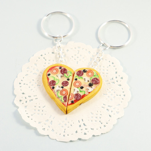 Pizza serce brelok walentynki dla pary Lemon Lovely