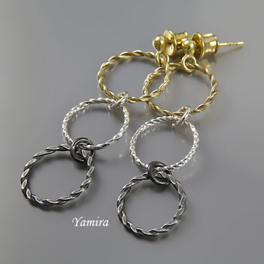 kolczyki - silver gold oxy yamira