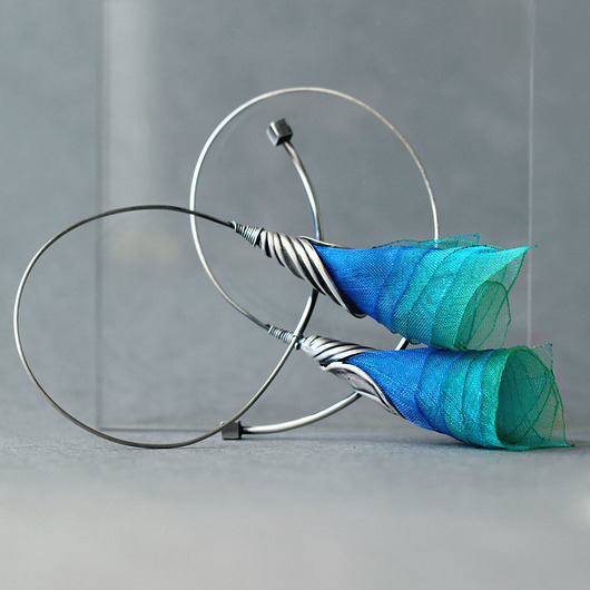 kolczyki wire wrapping Srebrne kolczyki koła turkusowe