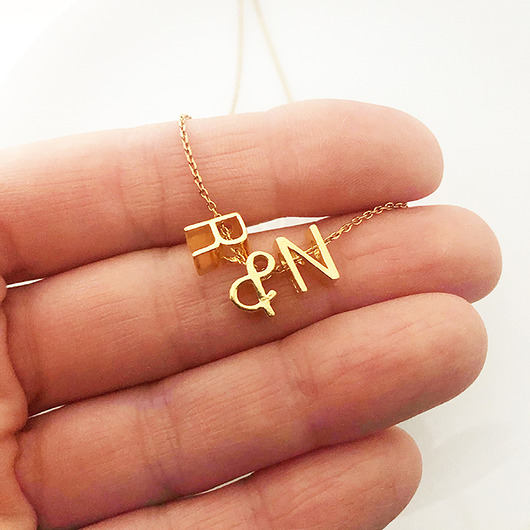 złote naszyjniki Naszyjnik z  literkami, dwie literki, inicjał  literka do wyboru