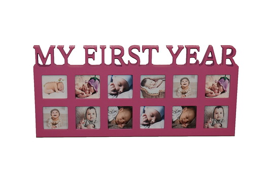 ramki na zdjęcia Multiramka ramka na zdjęcia z napisem  MY FIRST YEAR mdf 12 zdjęć