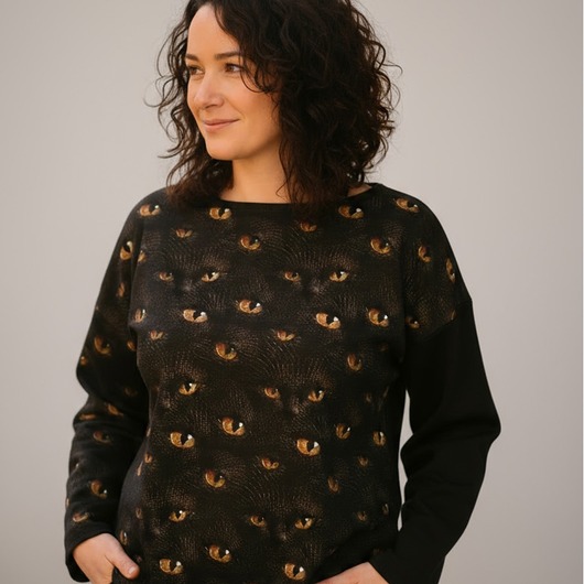 bluza bez kaptura damska Nietypowa bluza bawełniana - Kocie Oczy
