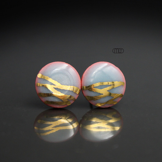 kolczyki ceramiczne Gri 11mm/stal chirurgiczna/