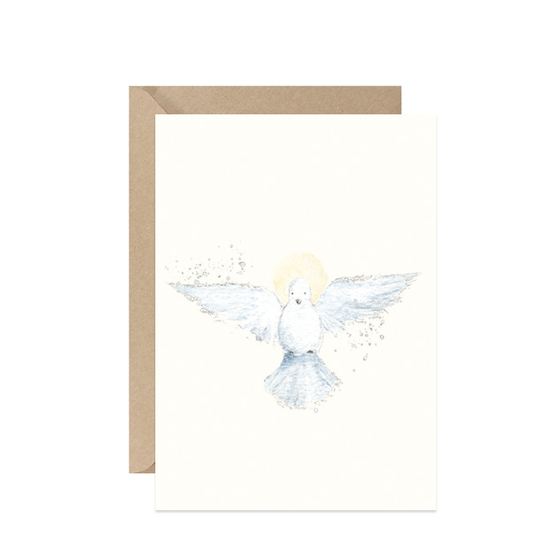 kartki, zaproszenia na chrzest Kartka z gołębicą na Chrzest Komunię lub Bierzmowanie