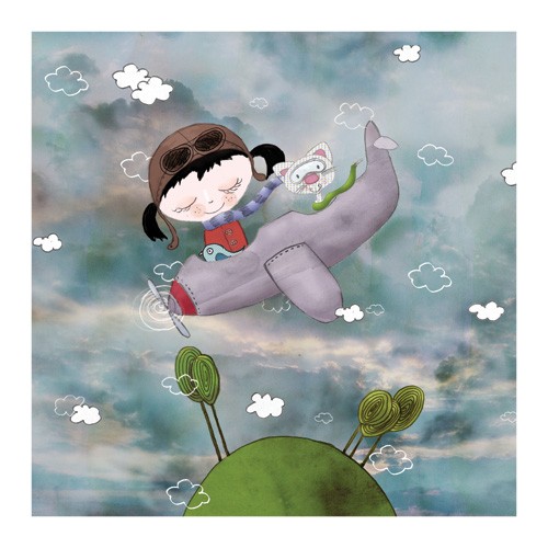 Aeroplan niebieski - ilustracja miamilu