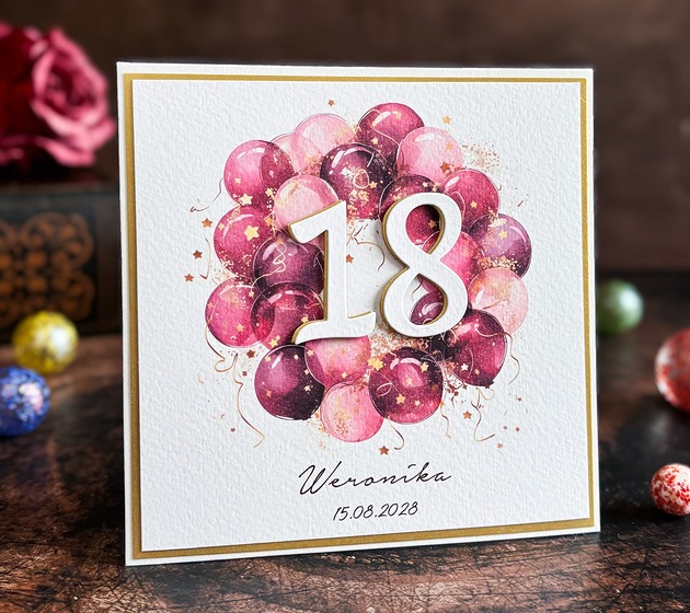 kartki scrapbooking Elegancka kartka urodzinowa na dowolne urodziny z cyfrą 3D
