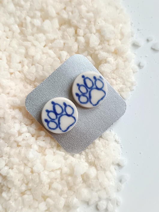 kolczyki ceramiczne Kolczyki ceramiczne Bolesławiec łapki