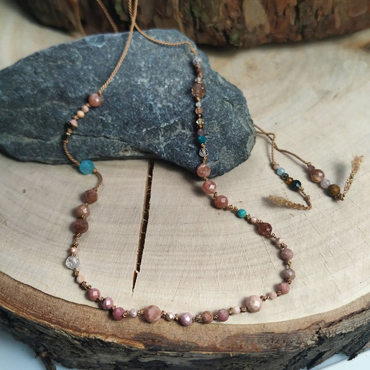 chokery Naszyjnik choker z kamieni naturalnych boho