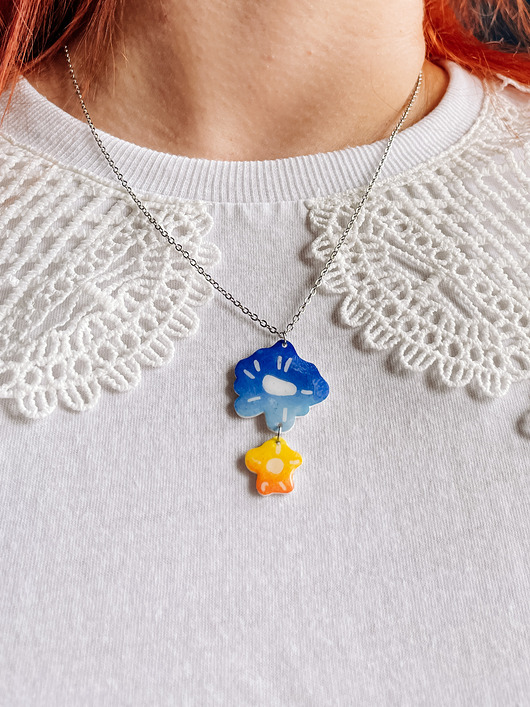 naszyjniki - inne Wyrazisty naszyjnik z motywem kwiatowym - kolorowa biżuteria handmade boho