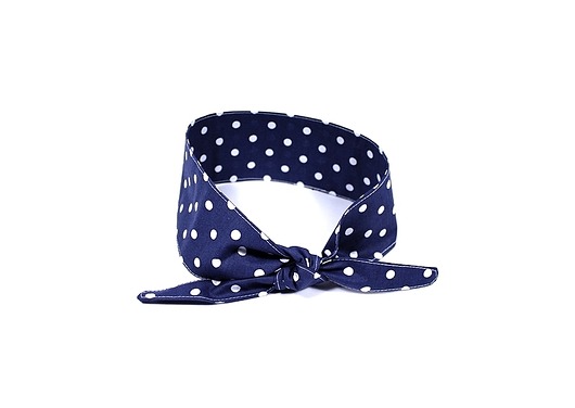 Retro opaska pin up granatowa w białe grochy RękaProduction