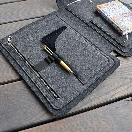 Filcowy organizer A4 - grafitowy - na dokumenty Beltrani