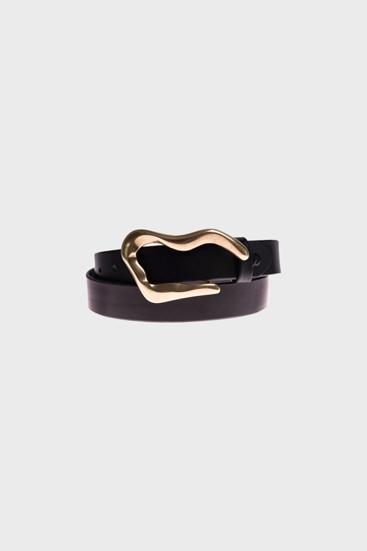 paski damskie Pasek FLOWING patinated gold black leather