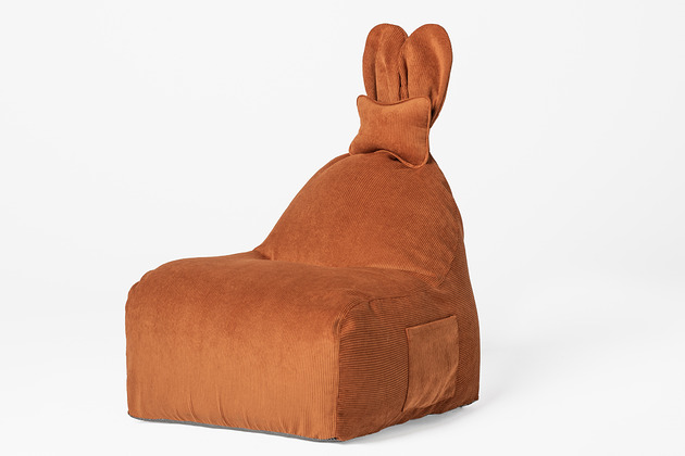 pufa dla dziecka Uszata pufa siedzisko z oparciem Funny Bunny Sztruksowa - Marchewkowa