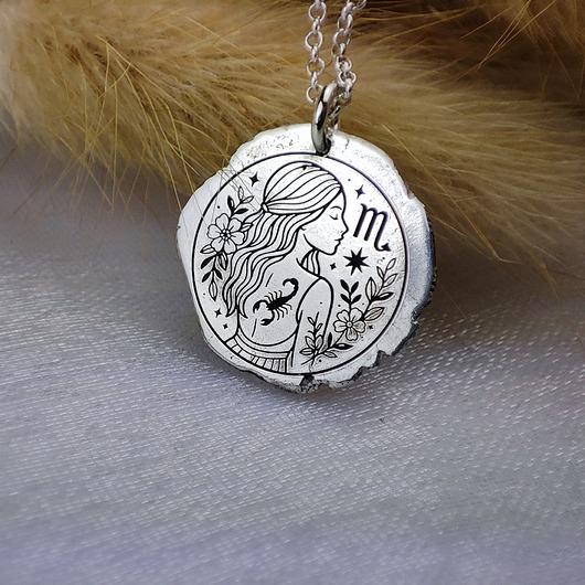 srebrne naszyjniki Znak zodiaku SKORPION - moneta na szczęście