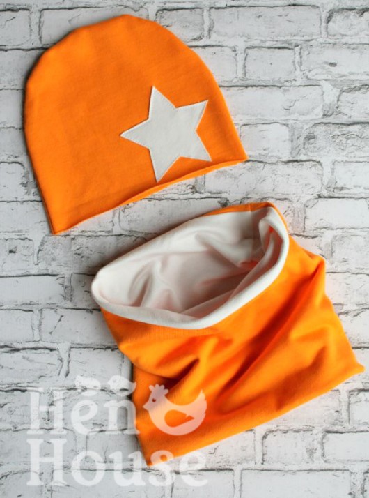 szaliki dziecięce Komplet Star czapka + komin 