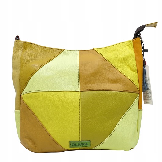 torby na ramię Torebka damska klasyczna skórzana na ramię oryginalna szeroki pasek OLIVKA