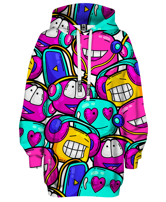 bluza z kapturem damska Bluza Oversize Tunika DR.CROW Cartoon Funny