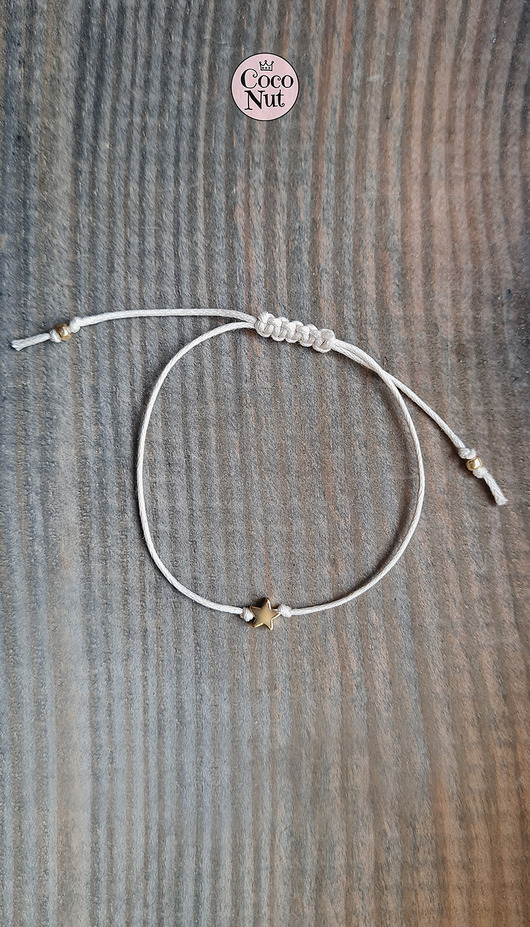 bransoletki na sznurku Złocona bransoletka STAR gwiazdka na sznurku ecru