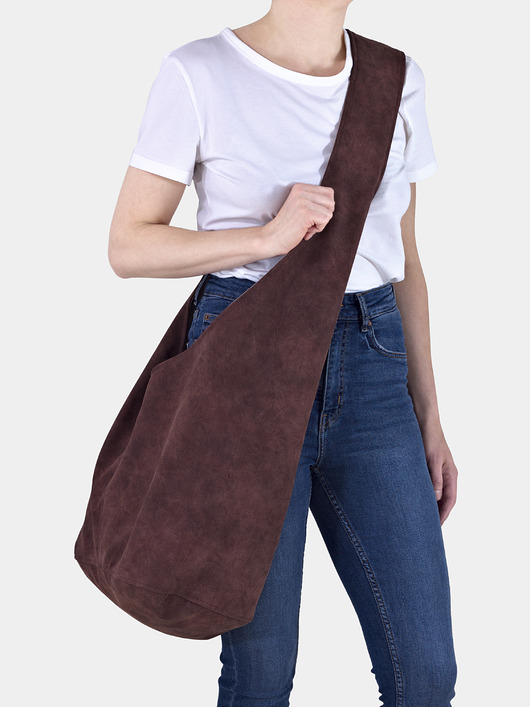 Kasztanowa torba hobo w stylu boho / vegan hairoo