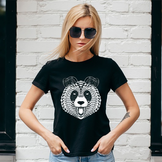 t-shirt damskie Koszulka damska czarna  Panda