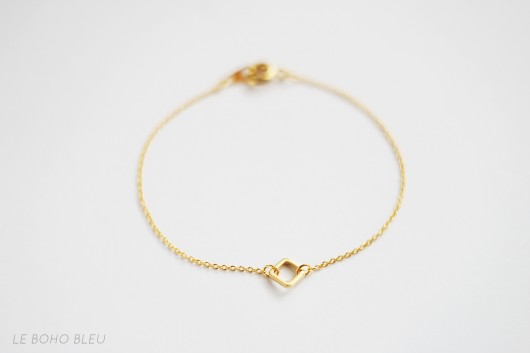 16k Gold Plated Tiny Square Bracelet Le Boho Bleu