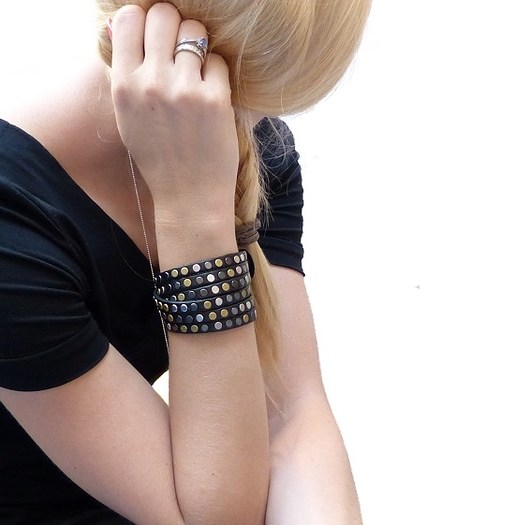 BRANSOLETKA SKÓRZANA Black Leather ModernTime