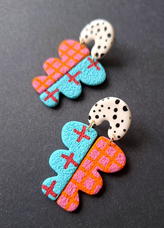 kolczyki z masy plastycznej Kolczyki color no4