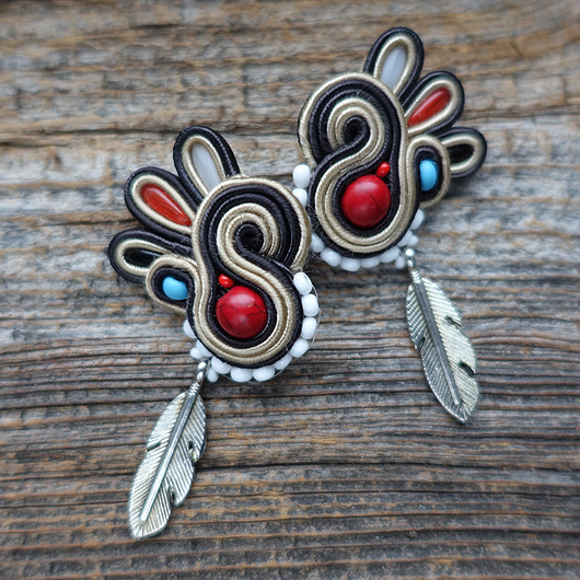 kolczyki soutache Navajo- etniczne kolczyki soutache