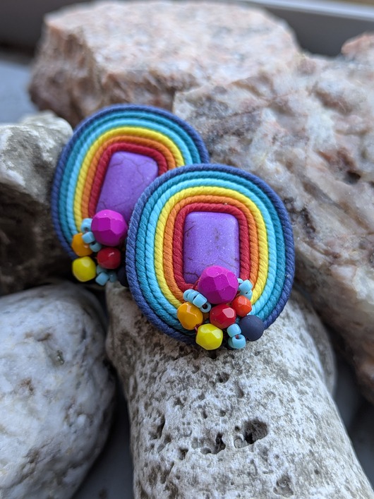 kolczyki soutache Tęczowe wiosenne kolczyki 2