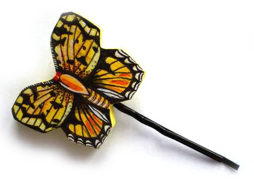 Motyl żółty Na Drewnie Malowane