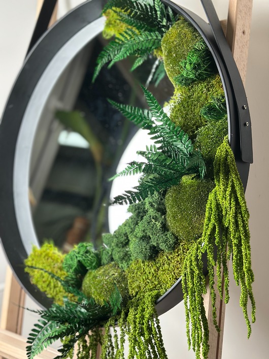 lustra stojące i wiszące Lustro "Księżyc Natury" mech i rośliny stabilizowane