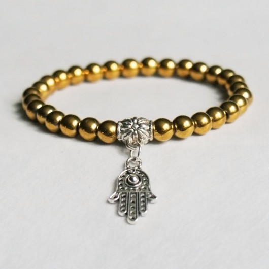 hematyt złoty & hamsa (ręka fatimy) kaktusia