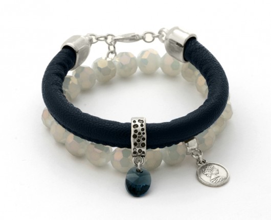 Navy blue strap & light grey crystals set. Lavoga