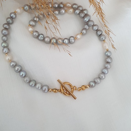 szare perły LEI handmade 