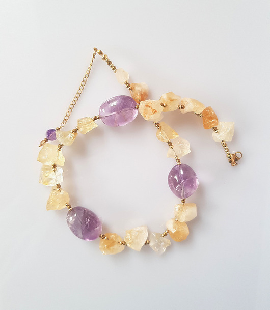 kolie Naszyjnik z Ametystem i Cytrynem